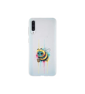 Samsung Galaxy A50 ile uyumlu Splash arı tasarımlı şeffaf silikon kılıf
