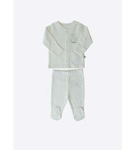 Organik New Basic Pijama Takımı Ekru
