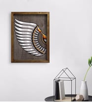 BK Home Kanat Tasarımlı Doğal Masif Ahşap Çerçeveli Tablo 45x65cm-1