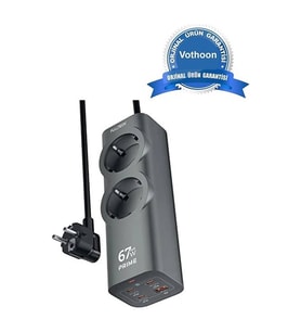67w Hızlı Şarjlı Akıllı Çoklu Priz – 2000w Güç, 2 Usb-c + 2 Usb-a Çıkışlı, Telefon & Laptop Uyumlu
