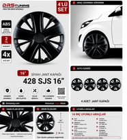 Peugeot Uyumlu 16 Inç Kırılmaz Parlak Siyah Jant Kapağı 1 Takım 4 Adet No:428