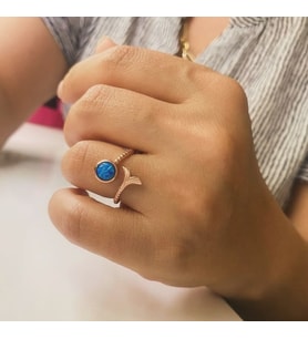 Opal Taşlı Gümüş Bayan Yüzük