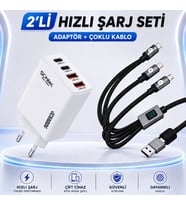 SChitec 100W 4 Çıkışlu Hızlı Şarj Başlığı ve 5in1 100W Göstergeli Type-C ve UsbA Girişli Micro Type-C Lightning Çıkışlı Hızlı Şarj