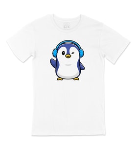 Kulaklıklı Penguen Tişört