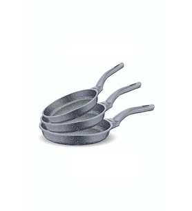 FMS D3000 Döküm Granit 3 Parça Tava Seti Gri (20-24-28 cm) (Bej)