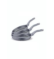 FMS D3000 Döküm Granit 3 Parça Tava Seti Gri (20-24-28 cm) (Bej)
