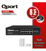 QPORT Q-POE8M 8 PORT 10/100 + 2 PORT 10/100/1000 UPLINK POE SWITCH