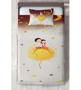 MEKTA HOME BEBEK VE ÇOCUK ODASI Sevimli Çocuklar Yıldız Desenli Yatak Örtüsü