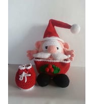 Çok Amaçlı Noel Baba Amigurumi Organik Oyuncak
