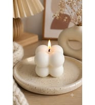 Mini Bubble 3'lü Mum - Mumelia Candles Doğal Soya, El Yapımı, Dekoratif - Beyaz