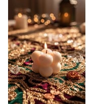 Mumelia Candles BubbleGlow - Doğal Soya Blok Dekoratif Mum - 5'li - Beyaz