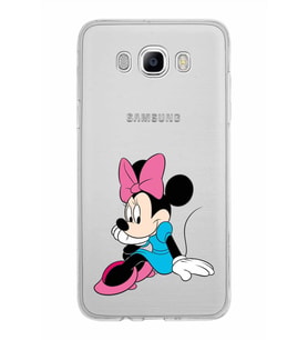 Samsung Galaxy J7 2016 Kapak Minnie Mouse Tasarımlı Şeffaf Silikon Kılıf