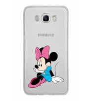 Samsung Galaxy J7 2016 Kapak Minnie Mouse Tasarımlı Şeffaf Silikon Kılıf