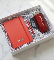 İsme Özel Termos Bardak, Defter, Kalem Hediye Seti – Ofis & Kurumsal Hediye (Kırmızı)