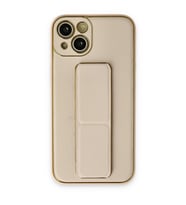 Apple İphone 14 Plus Kılıf Coco Deri Standlı Kapak - Gold