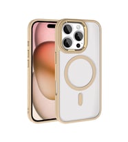 Apple iPhone 16 Pro Max için Magsafe ile uyumlu Kılıf Krom Silikon Kapak (Gold)