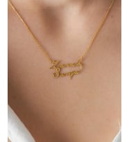 925 Gümüş  2 İsim Yazılabilir Kolye (Gold)