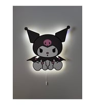 Ahşap Sanrio Kuromi Gece Lambası, Çocuk Odası Dekoru, 32x30 cm (Krem)