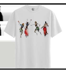 Abstract Dancers - %100 Pamuklu Erkek Beyaz Tişört - Premium Quality