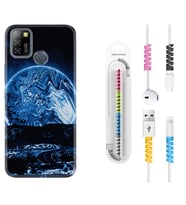 INFINIX Smart 4 5 6 Zero 8 S5 Pro Kılıf Kablo Koruma Spiral Silikon Mavi Gece 1605