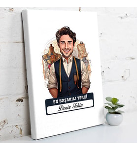 Kişiye Özel Hediye Karikatürlü En İyi Erkek Terzi Kanvas Tablo