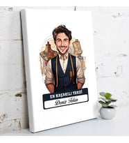 Kişiye Özel Hediye Karikatürlü En İyi Erkek Terzi Kanvas Tablo