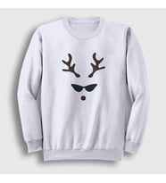 Presmono Unisex Beyaz Female Deer Yılbaşı Sweatshirt 271697tt