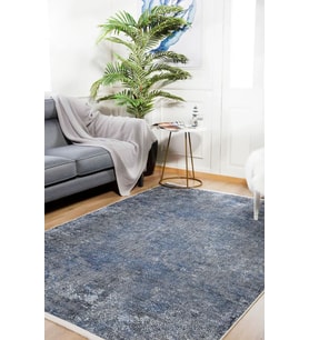 Lacivert Modern Soyut Tasarım Dijital Baskı Salon Halısı Kaymaz Tabanlı Şık Görünüm