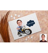 Motorsikletli Karikatürlü Kişiye Özel Puzzle