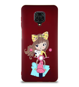 Xiaomi Redmi Note 9 Pro Soft Premier Kapak Vespagirl Tasarımlı Silikon Kılıf - Mürdüm (Şeffaf)