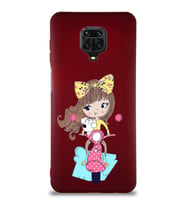 Xiaomi Redmi Note 9 Pro Soft Premier Kapak Vespagirl Tasarımlı Silikon Kılıf - Mürdüm (Şeffaf)