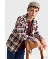 LCW Kids Lacivert Ekose Gabardin Erkek Çocuk Gömlek
