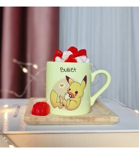 Pikachu Tasarımlı Kişiye Özel Sarı Türk Kahvesi Fincanı