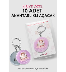Yeni Doğan Bebek İçin Hoş Geldin Anahtarlık – Yuvarlak Açacaklı Tasarım Modelli (Model 1)