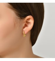 DKMN Gümüş Dikdörtgen Biçimli Ataç Küpe Kadın Gümüş Küpe (Gold)