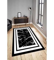 Dijital Baskılı Yıkanabilir Kaymaz Modern Renkli Salon Halısı Mutfak Halısı Yolluk ND-HY-963 (Siyah)