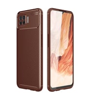 Oppo A73 Kılıf Auto Focus Karbon Kapak - Kahverengi