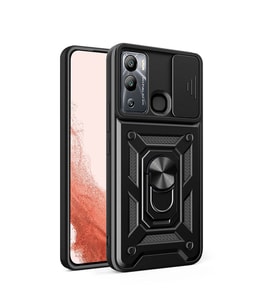 Infinix Hot 12i Uyumlu Kılıf Magnetik Standlı Kamera Korumalı Zore Sürgülü Vega Kapak