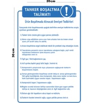 Metal Tanker Boşaltma Talimatı 20cm x 30cm A4 Büyüklüğünde Uyarı Levhası Yönlendirme Tabelası