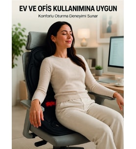 Isısıtmalı Titreşimli Masaj Koltuk Minderi Sırt Bel Boyun Destekli