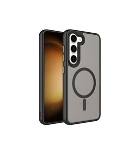 Samsung Galaxy S23 Plus Uyumlu Kılıf Mat Arka Yüzey Wireless Şarj Özellikli Zore Flet M-safe Kapak (Siyah)