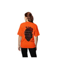 Çift el kalp baskılı oversize T-shirt (Turuncu)