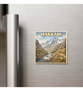 Hakkâri Şehri - Pop-Art Travel - 9x9 cm Buzdolap Magneti