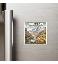 Hakkâri Şehri - Pop-Art Travel - 9x9 cm Buzdolap Magneti