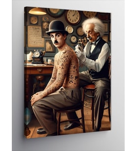 Kanvas Tablo Dövmeci Einstein Ve Chaplin