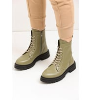 Pabuc Butik Kadın Haki Cilt Ferre Kadın Bot