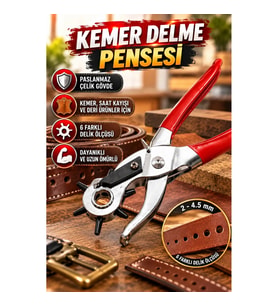 6 Başlıklı Kemer ve Deri Delme Pensesi Paslanmaz Çelik 2-4.5 mm