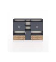 Arges Dolap 12 Raflı 4 Çekmeceli 5 Kapaklı 220x30x163 Antrasit-Antrasit/Çam
