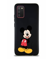 Samsung Galaxy A02S Soft Premier Kapak Mickey Mouse-B Tasarımlı Silikon Kılıf - Siyah (Şeffaf)