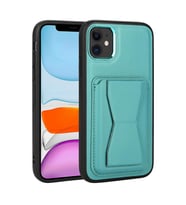 Uyumlu Model Apple iPhone 11 Kılıf ?Pu Deri Kartlıklı Standlı Kapak (Mavi)